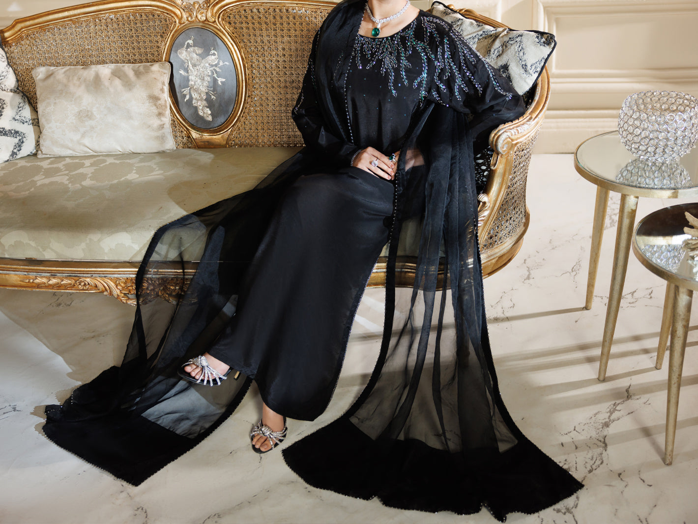 Black Viscose Formal Stitched 3Pc - AL-3PS-LS-590