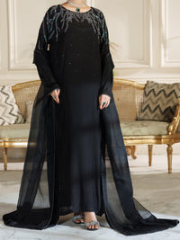 Black Viscose Formal Stitched 3Pc - AL-3PS-LS-590