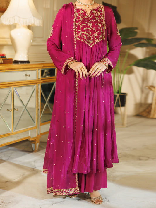 Purple Raw Silk Formal 3Pc Stitched - AL-3PS-LS-596