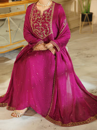 Purple Raw Silk Formal 3Pc Stitched - AL-3PS-LS-596