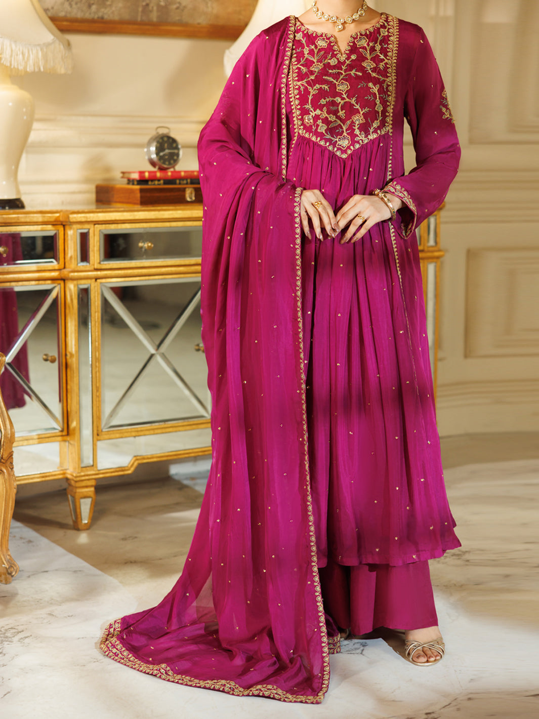 Purple Raw Silk Formal 3Pc Stitched - AL-3PS-LS-596