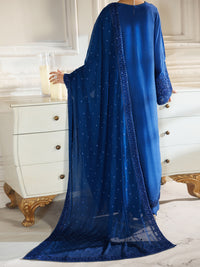 Royal Blue Raw Silk Formal 3Pc Stitched - AL-3PS-LS-597