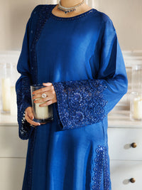 Royal Blue Raw Silk Formal 3Pc Stitched - AL-3PS-LS-597