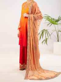 Orange Raw Silk Formal 3Pc Stitched - AL-3PS-LS-598