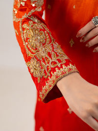 Orange Raw Silk Formal 3Pc Stitched - AL-3PS-LS-598