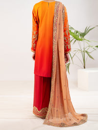 Orange Raw Silk Formal 3Pc Stitched - AL-3PS-LS-598