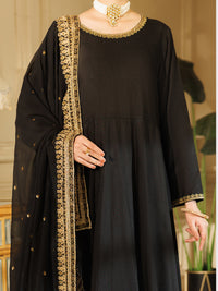 Black Raw Silk Formal 3Pc Stitched - AL-3PS-LS-599