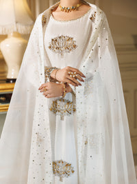 White Raw Silk Formal Stitched 3Pc - AL-3PS-LS-607