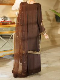 Brown Raw Silk Formal Stitched 3Pc - AL-3PS-LS-609