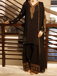 Black Amore Silk Formal Stitched 3Pc - AL-3PS-LS-621