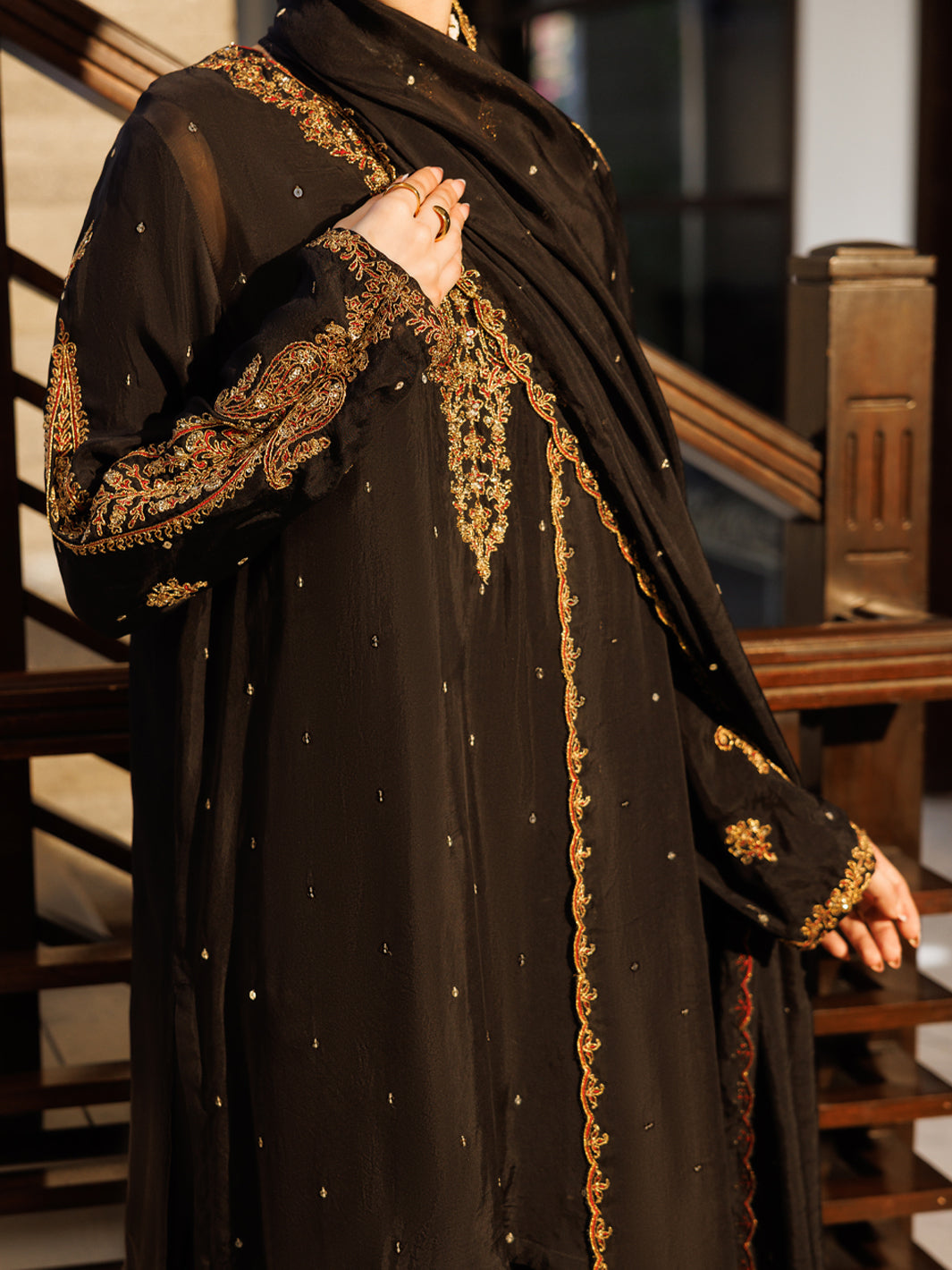 Black Amore Silk Formal Stitched 3Pc - AL-3PS-LS-621