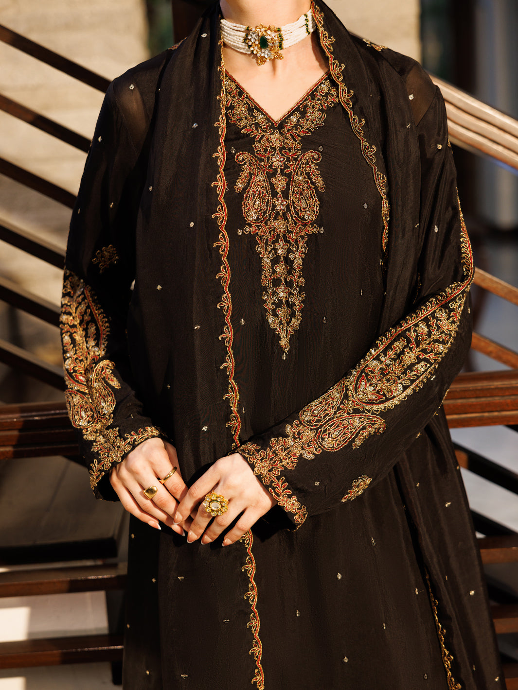 Black Amore Silk Formal Stitched 3Pc - AL-3PS-LS-621