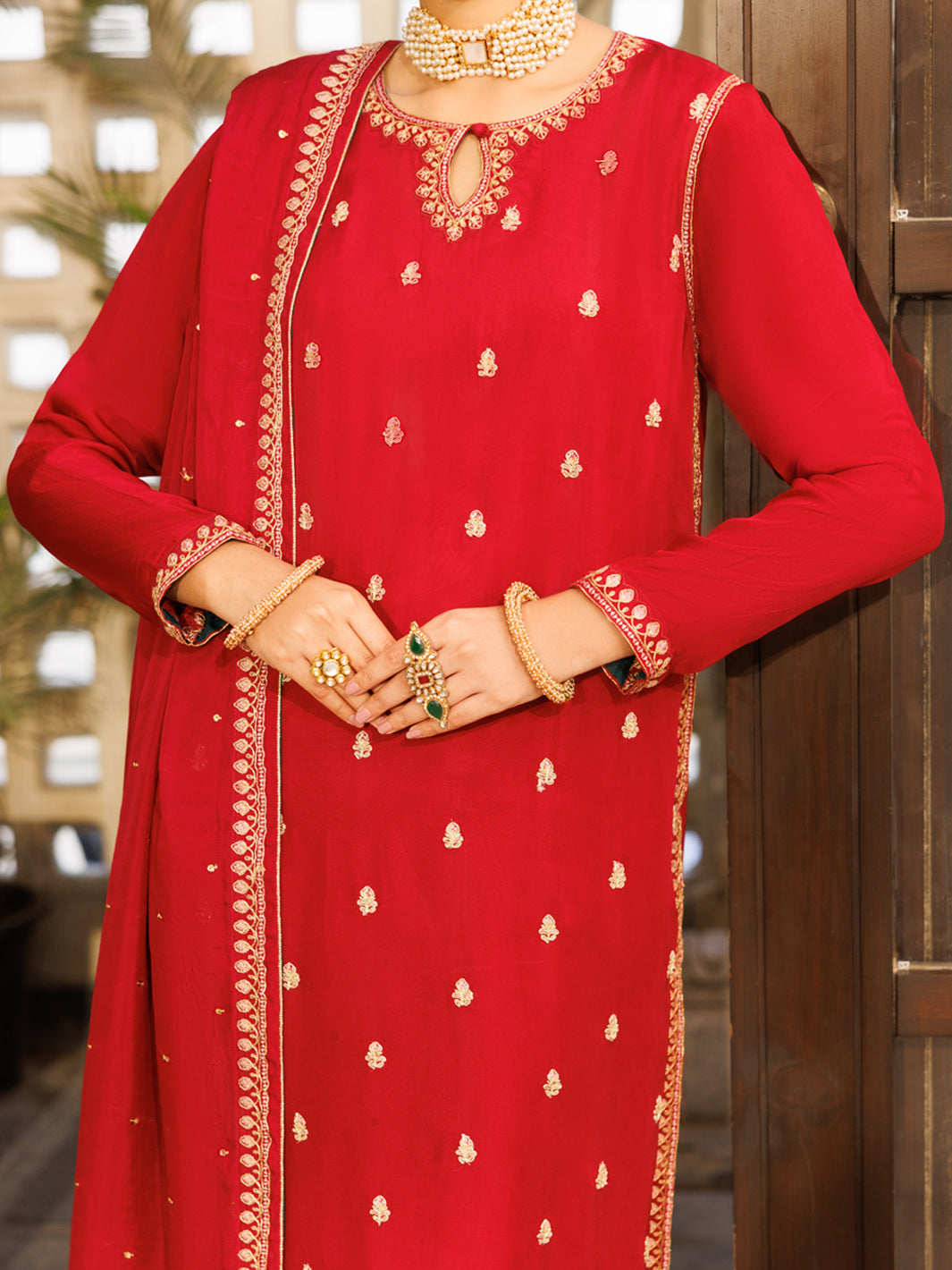 Red Amore Silk Formal Stitched 3Pc - AL-3PS-LS-622
