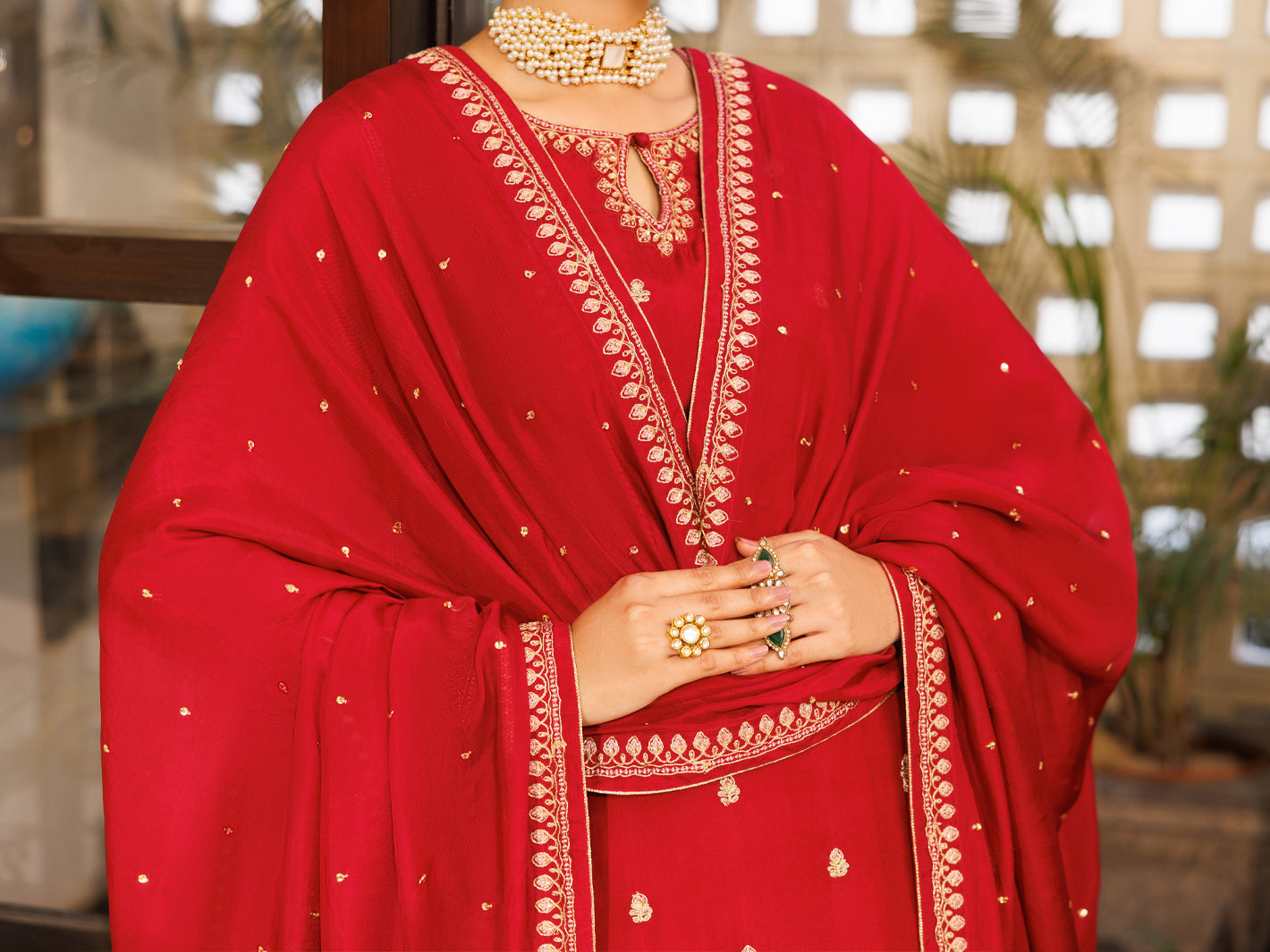 Red Amore Silk Formal Stitched 3Pc - AL-3PS-LS-622