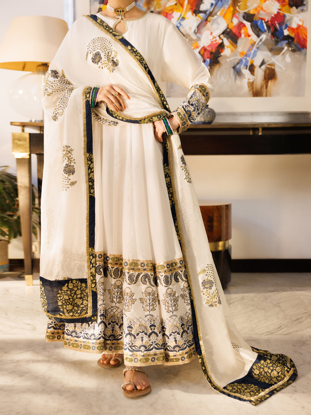 White Silk Formal Stitched 3PC - AL-3PS-LS-623