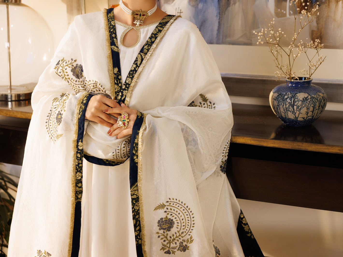 White Silk Formal Stitched 3PC - AL-3PS-LS-623
