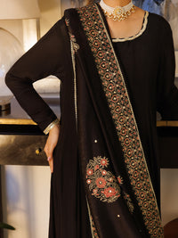 Black Sheesha Silk Formal 3Pc Stitched - AL-3PS-LS-625