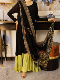 Black Sheesha Silk Formal 3Pc Stitched - AL-3PS-LS-625