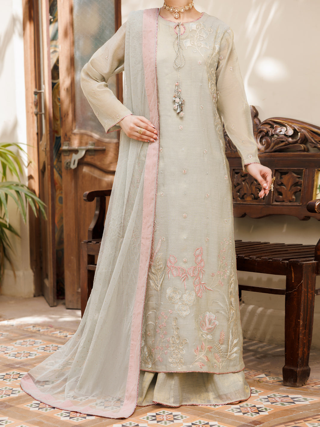 Pistachio Green Formal Stitched 3Pc - AL-3PS-LS-626