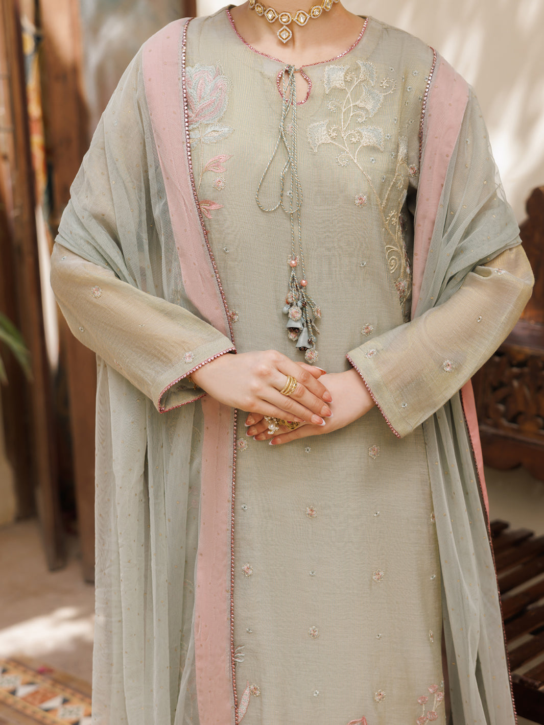 Pistachio Green Formal Stitched 3Pc - AL-3PS-LS-626