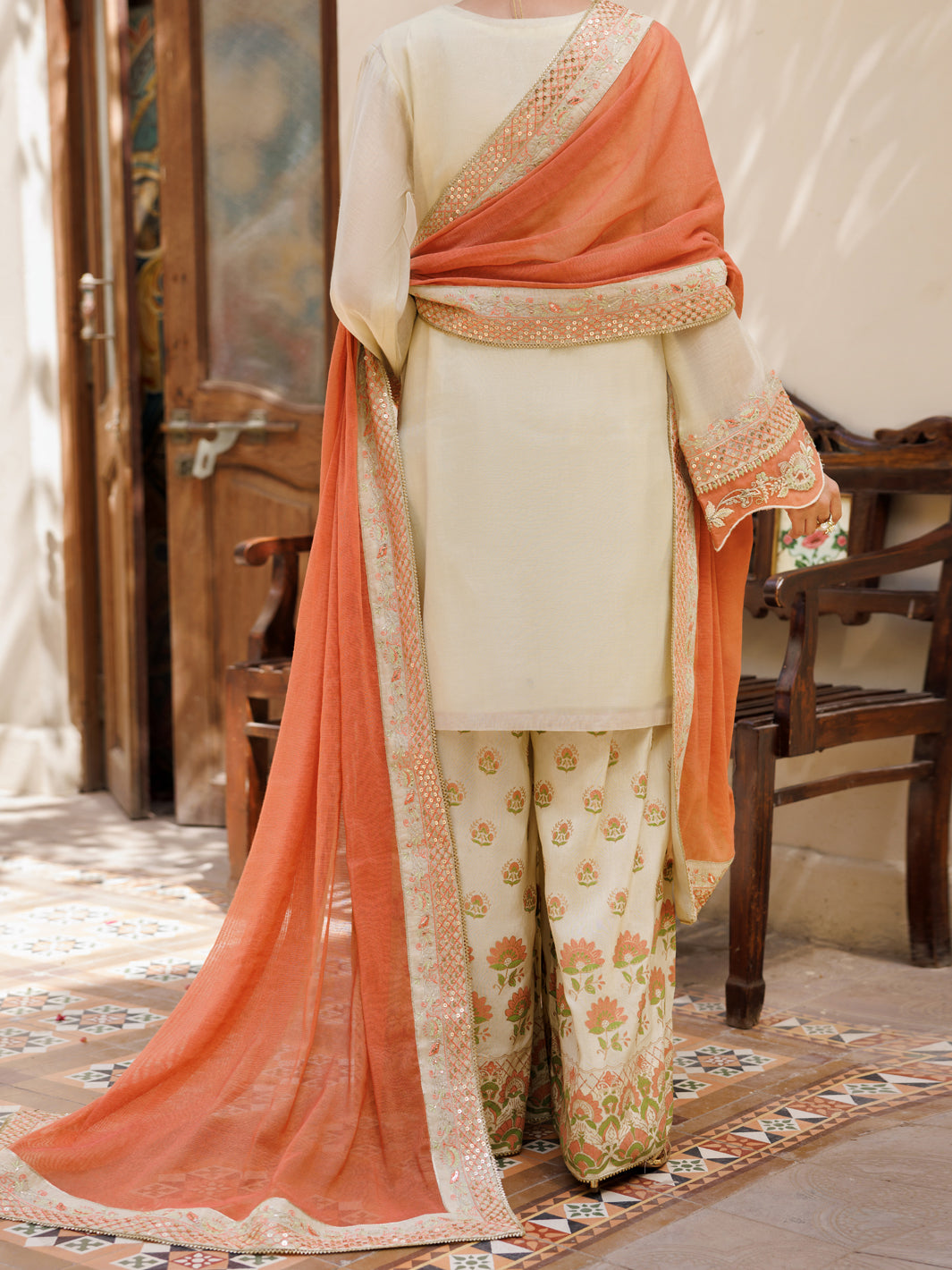 Pistachio Green Mesuri Formal Stitched 3Pc - AL-3PS-LS-627