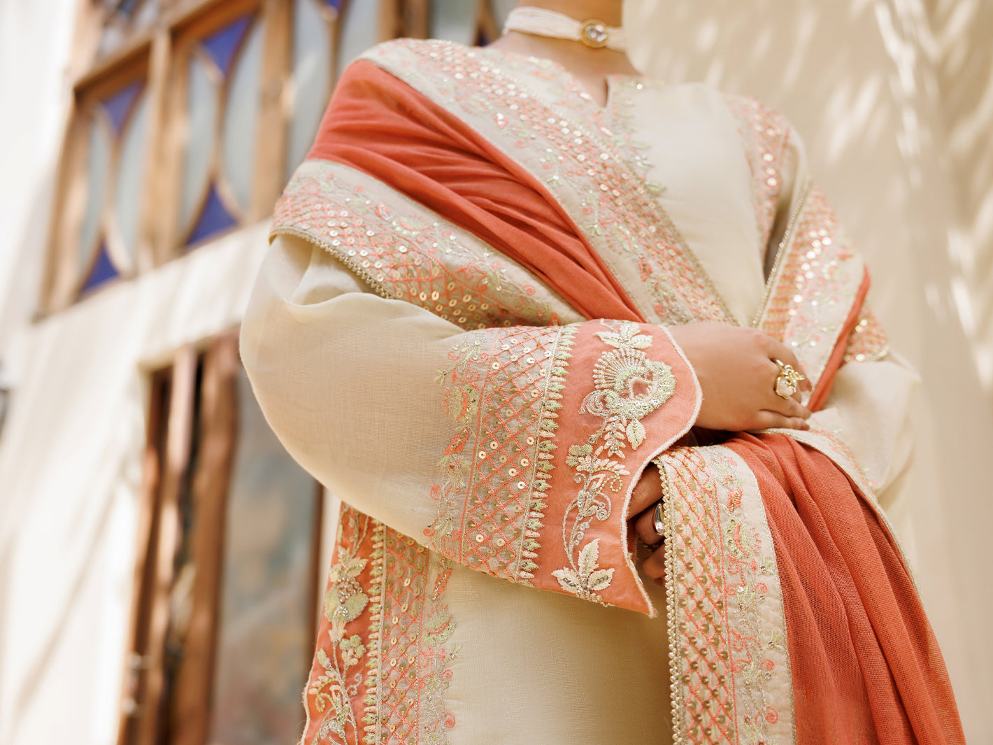 Pistachio Green Mesuri Formal Stitched 3Pc - AL-3PS-LS-627