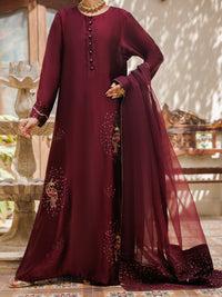 Magenta Sheesha Silk Formal Stitched 3Pc - AL-3PS-LS-629