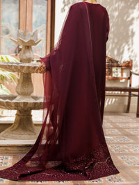 Magenta Sheesha Silk Formal Stitched 3Pc - AL-3PS-LS-629
