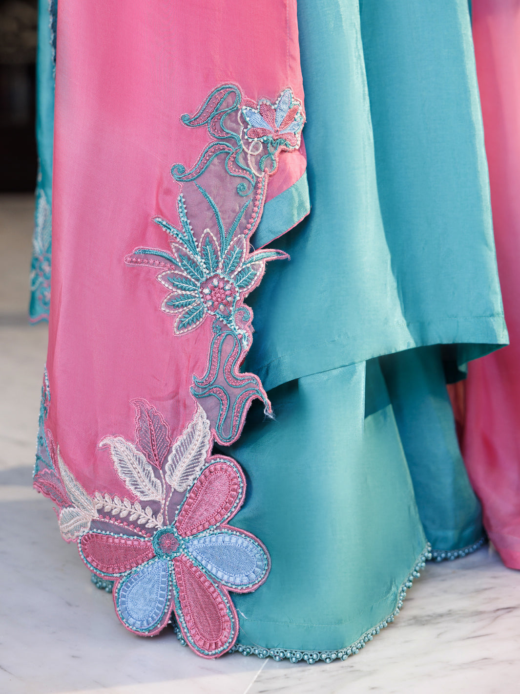Turquoise Sheesha Silk Formal 3Pc Stitched - AL-3PS-LS-631
