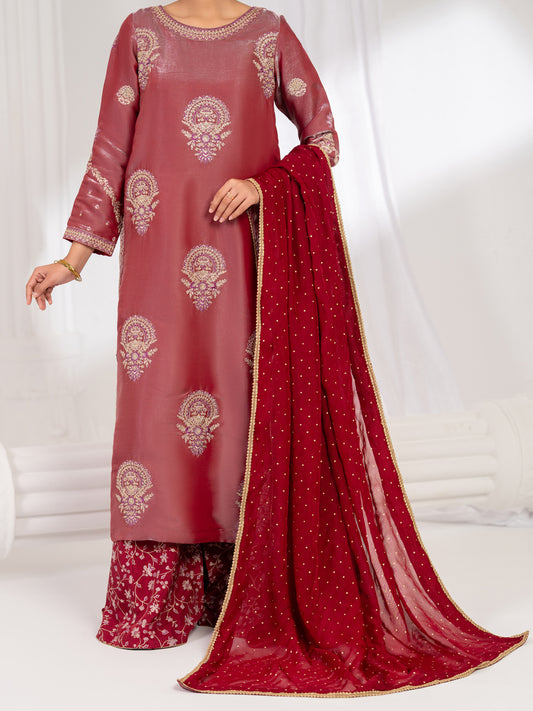 Pink Lawa Silk Formal Stitched 3Pc - AL-3PS-LS-633