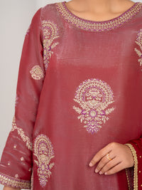 Pink Lawa Silk Formal Stitched 3Pc - AL-3PS-LS-633