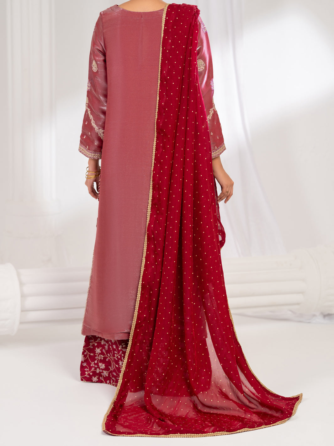 Pink Lawa Silk Formal Stitched 3Pc - AL-3PS-LS-633