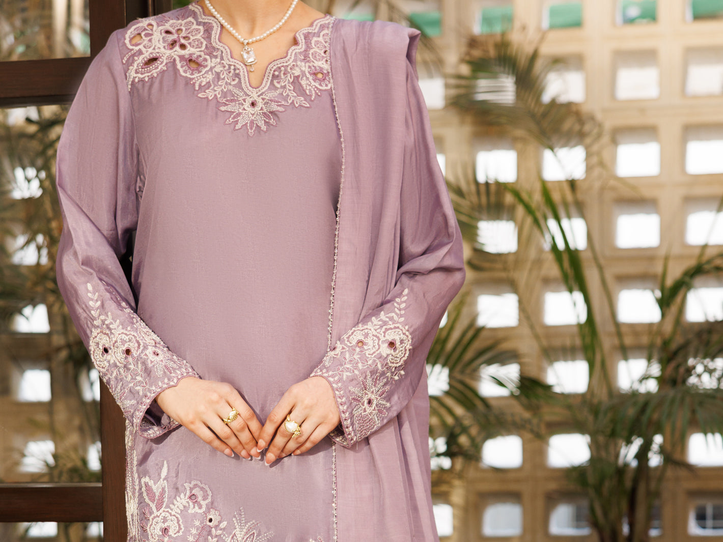 Light Purple Taffeta Silk Formal 3Pc Stitched - AL-3PS-LS-634