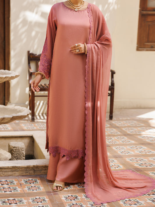 Light Pink Sheesha Silk Formal Stitched 3Pc - AL-3PS-LS-639