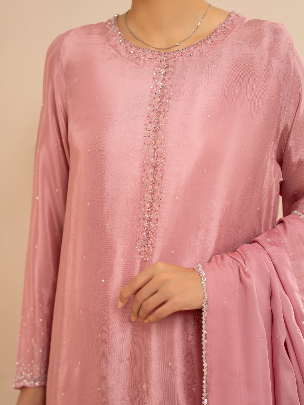 Light Pink Sheesha Silk Formal Stitched 3Pc - AL-3PS-LS-639