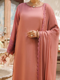Tea Pink Taffeta Silk Formal 3Pc Stitched - AL-3PS-LS-635
