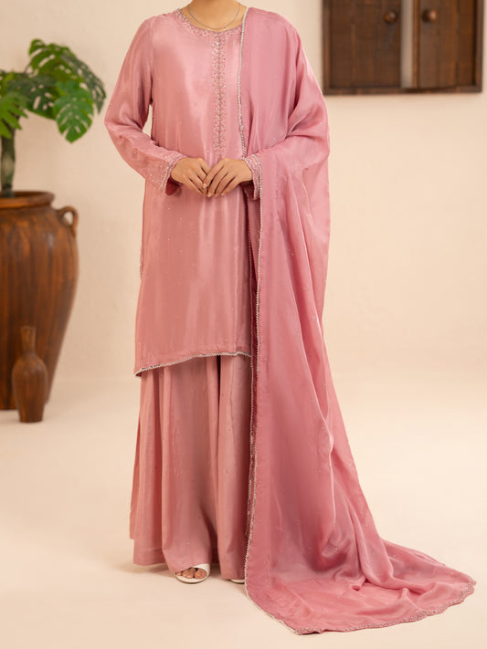 Light Pink Sheesha Silk Formal Stitched 3Pc - AL-3PS-LS-639 Front Main
