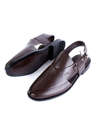 Brown Leather Peshawari Chappal - AL-MFW-HC-168