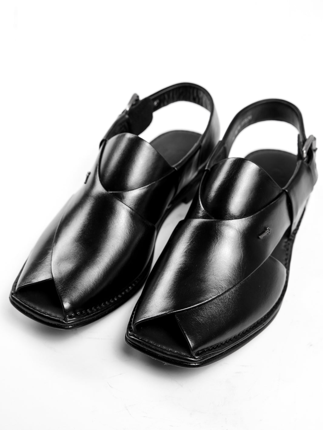 Black Leather Peshawari Sandals  - Men Peshawari Chappal | ALMIRAH