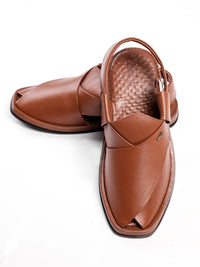 Tan Single Sole Peshawari Sandals - AL-MFW-HC-177