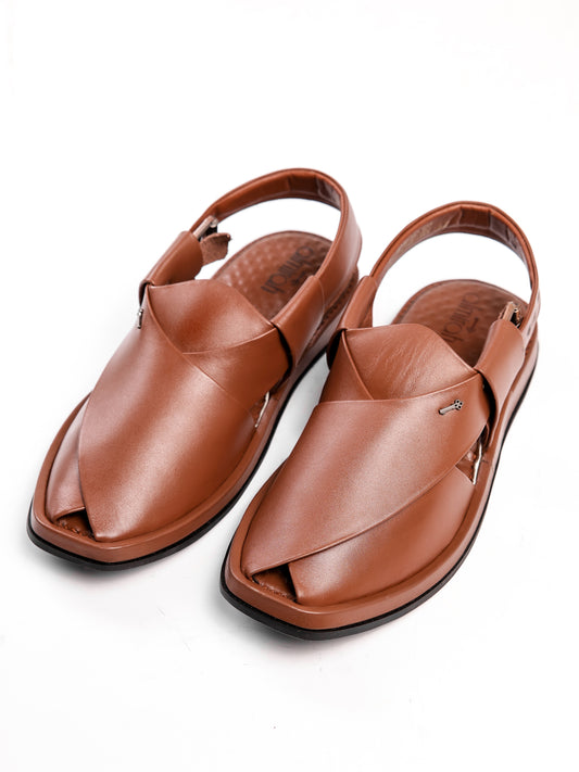 Tan Single Sole Peshawari Sandals - AL-MFW-HC-177