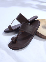 Brown Leather Kolhapuri Chappal - AL-MFW-KC-165