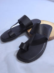 Black Kolhapuri Chappal - AL-MFW-KC-169