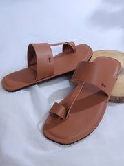 Brown Leather Kolhapuri Chappal - AL-MFW-KC-170