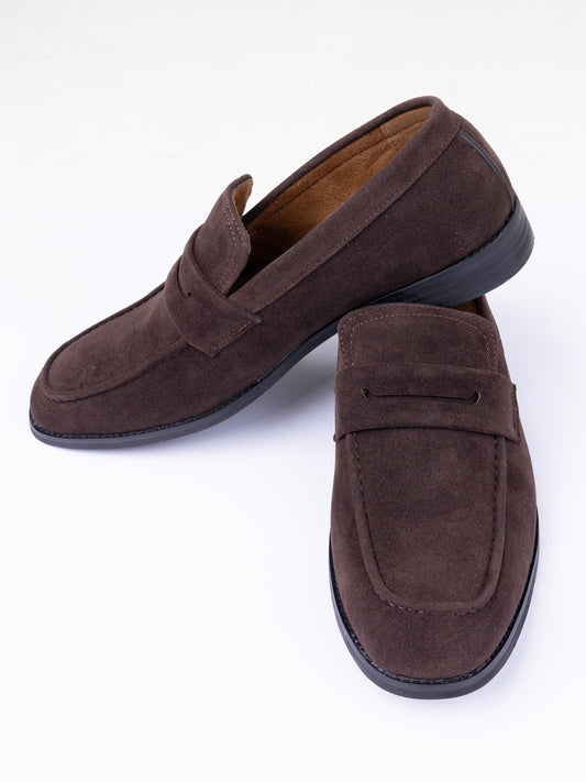 Dark Coffee Suede Casual Shoes - AL-MSHO-052