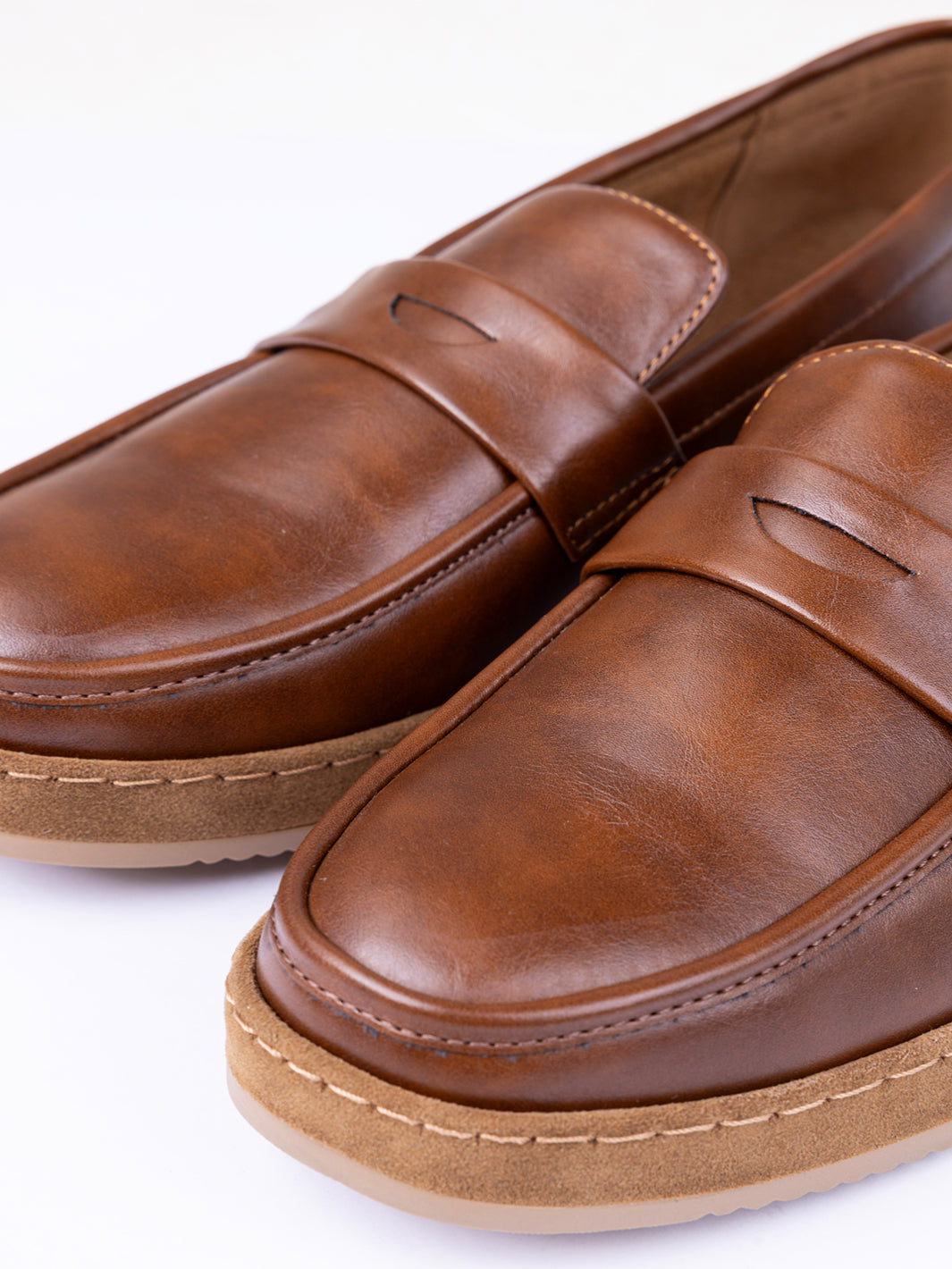 Beige Leather Casual Shoes - AL-MSHO-053