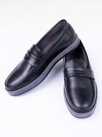 Black Leather Casual Shoes - AL-MSHO-054