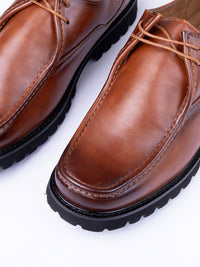 Rust Brown Leather Casual Shoes - AL-MSHO-055