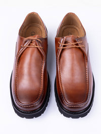 Rust Brown Leather Casual Shoes - AL-MSHO-055