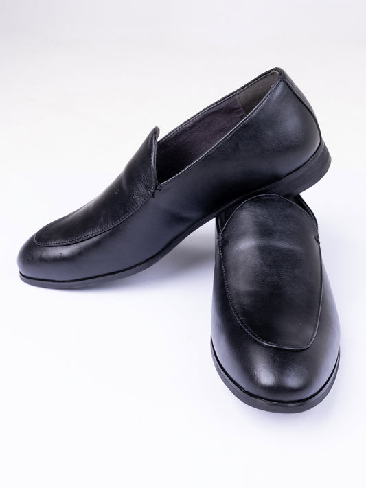 Black Leather Casual Shoes - AL-MSHO-057
